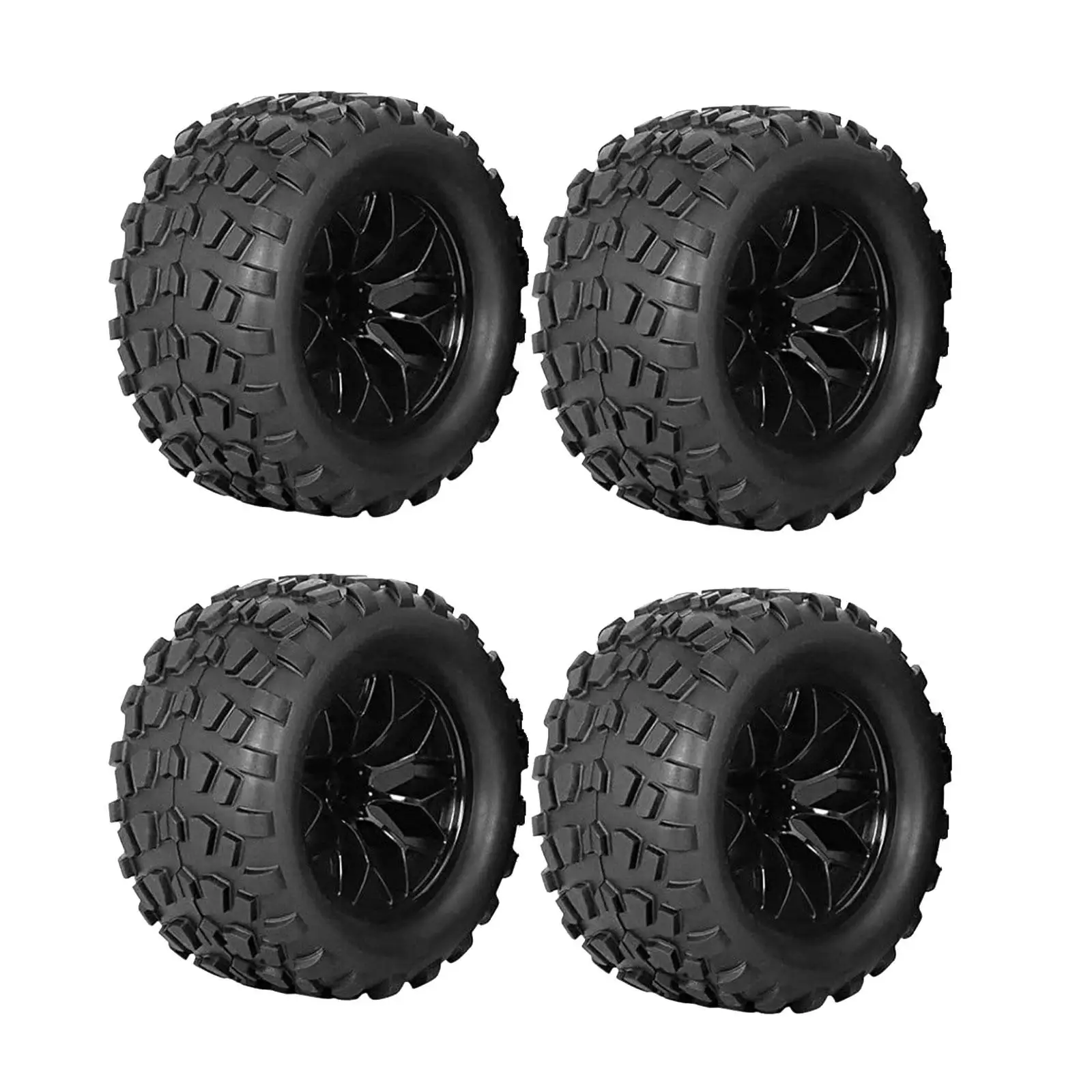 

4x RC Wheels and Tires 1:10 Spare Parts Accessories Wheel Rims Rubber Tires Set Tires with Wheel Rim RC Hobby Car Upgrade