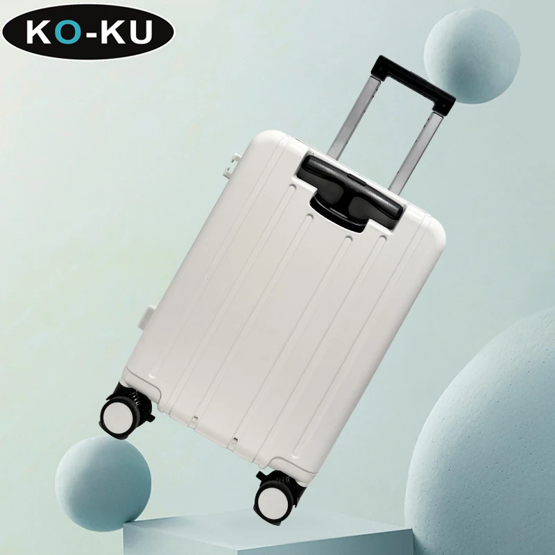 KO-KU Suitcase Mother and Baby Aluminum Frame Suitcase 20Inch Double Trolley TSA Password Lock Universal Wheel with Baby Luggage