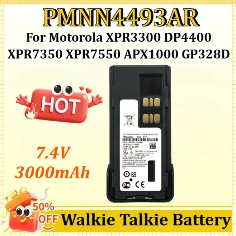 

PMNN4493AR 7.4V 3000mAh Type-C Charging for Motorola XPR3300 DP4400 XPR7350 XPR7550 APX1000 GP328D DP4601 DGP8550 Radios