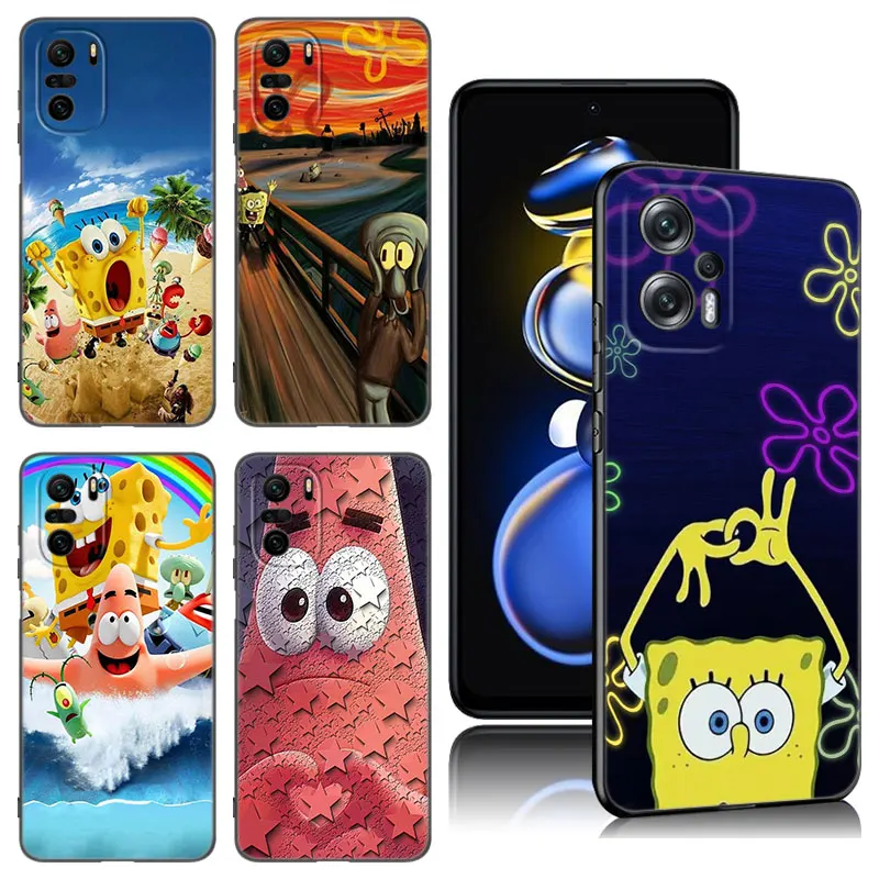 Best friend Sponge-Bob Phone Case For Xiaomi POCO X3 X4 NFC F5 M2 M3 M4 M6 X5 Pro F3 F4 GT 5G C31 C55 M5S Black Silicone Cover