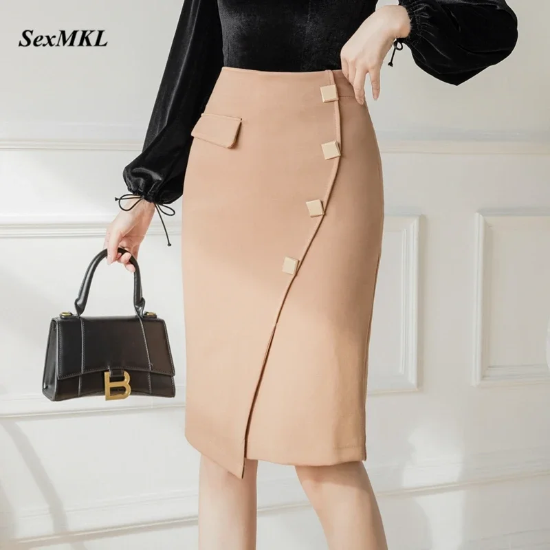 Oversized Black Skirts Womens 2024 Fashion High Waist Bodycon Pencil Skirt Korean Clothing Slim Elegant Red Office Mujer Faldas