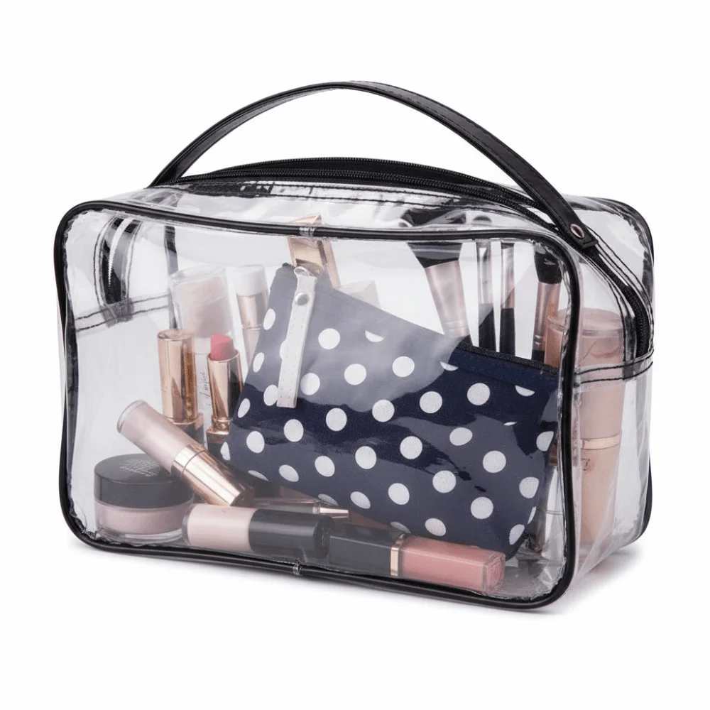 Small Fresh Canvas Dot Makeup Bag Portable Skincare Storage Cosmetic Bag Simple Travel Storage Bag Cosmetics Organization
