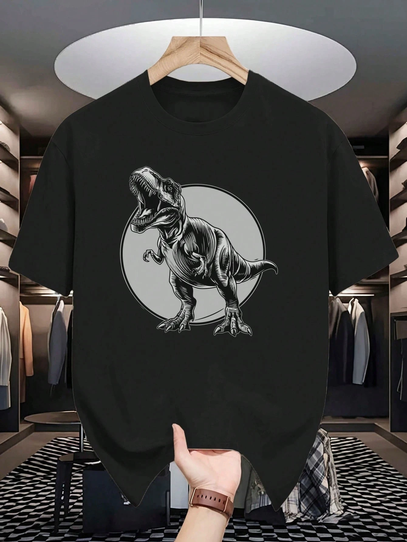 Men's T-shirt Men's Fashionable Dinosaur Printed T-Shirt Comfortable And Versatile Unisex Breathable harajuku COTTON streetwear