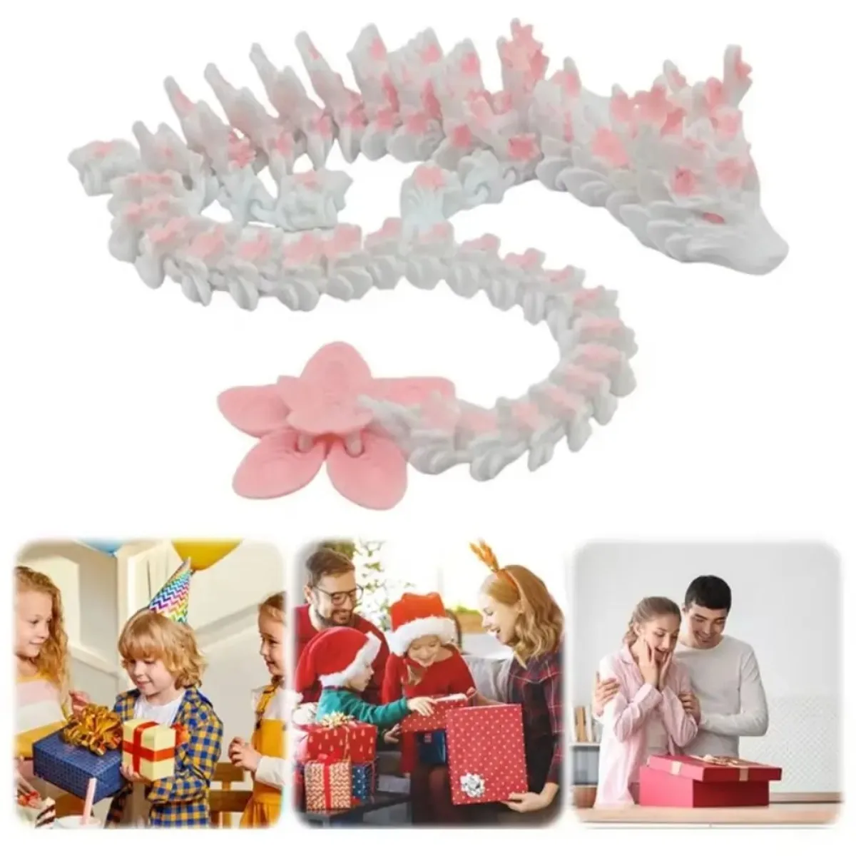 لطيف ثلاثية الأبعاد مطبوعة زهر الكرز التنين المنقولة المشتركة محاكاة التنين عمل أرقام المنزل مكتب سطح المكتب زخرفة هدايا عيد الميلاد #2