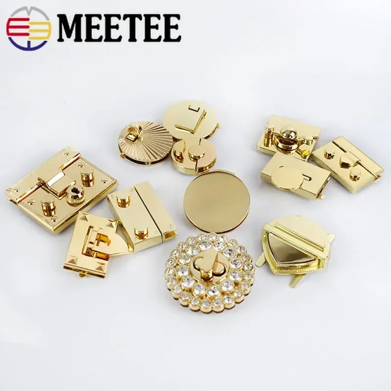 Meetee 1Pc Metal Bag Turn Lock Decoration Twist Buckles Handbag Purse Closure Clasps DIY Hardware Replace Accessories