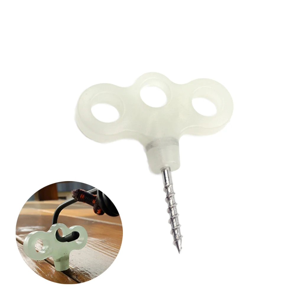 

10pcs Tent Screw Pegs Outdoor Tight Light Three-eye Screw on the Camping Deck Nail Thread Stainless Steel Tent Nails