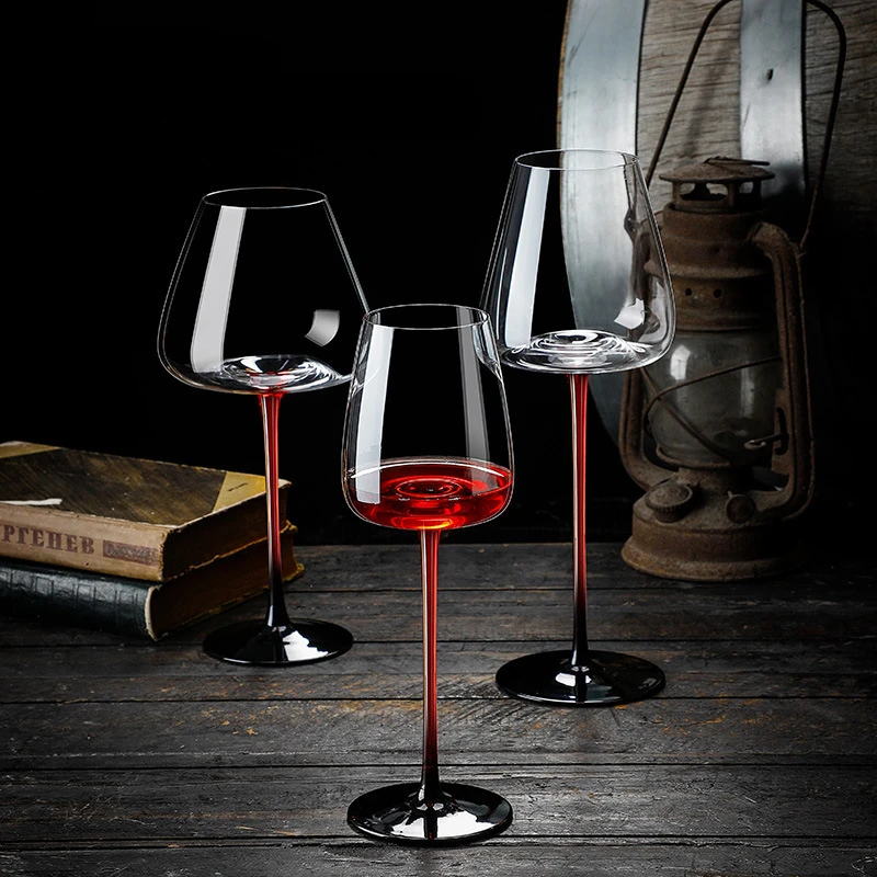 2 Pcs Decanter Wine Goblet Black Tie Series Crystal Wine Tasting Cup Connoisseur Dedicated Sherry Burgundy Glass Champagne Flute