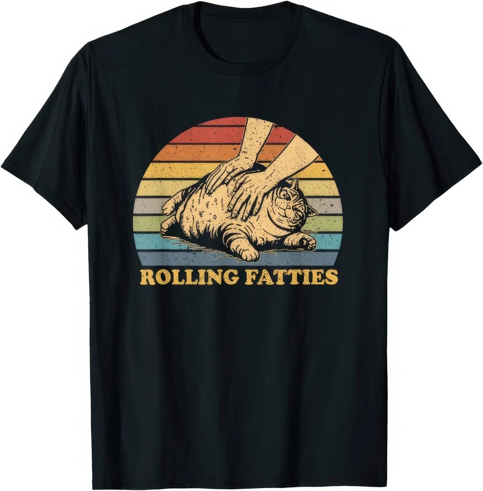 Rolling Fatties Lustiges Katzen-Witz-Humor-Geschenk T-Shirt Grafik-T-Shirt Vintage-Shirt Kurzarm-T-Shirts für Unisex Ganzjährig – Detail 6