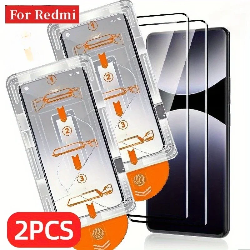 

2Pcs One Click Install Tempered Glass for Xiaomi Redmi Note 14 13 Pro Plus 14 13 12 11 Pro Oleophobic Coating Screen Protector