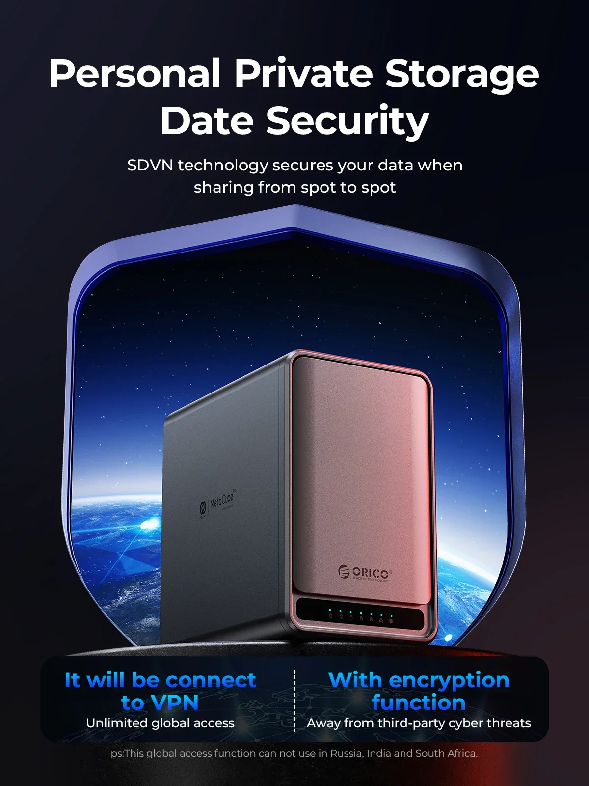 ORICO MetaCube Armazenamento doméstico Tipo-C 3,5" HDD Caso NAS de baía dupla com acesso remoto de backup automático com download BT offline