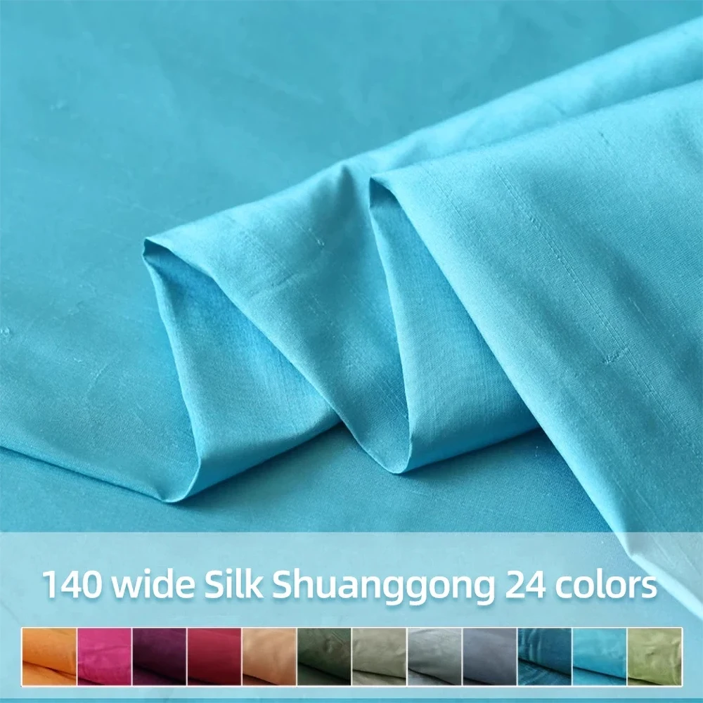 Customized 138cm Wide Solid Color Shuanggong Slub Fabric Skinny Gorgeous Color Multicolor Garment DIY Thai Raw Silk for Suit