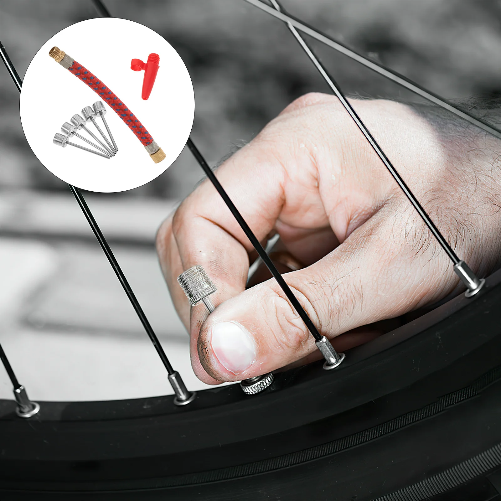 

1Set Computer Pump Adapter Tool Needle Valve Connector for Ball Air Bed Bicycle Tire Inflation Extension Tube Bike Pump