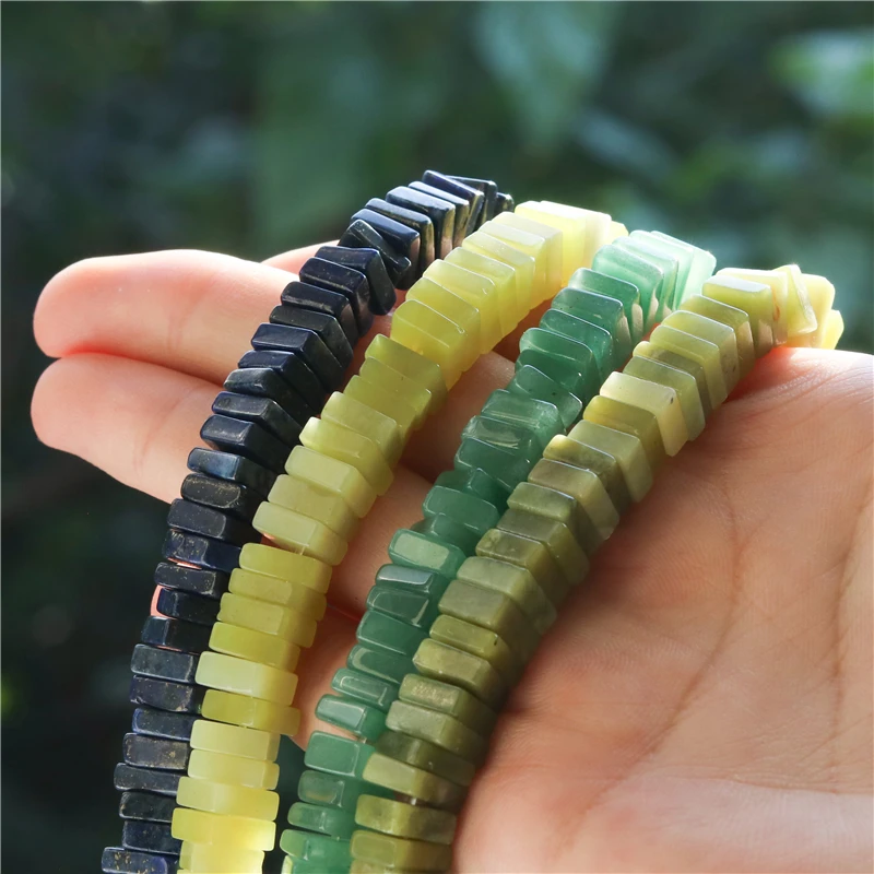 Natural Stone Aventurine Lapis Lazuli Lemon Jade Green  Square Slice Spacer 3x8MM Gemstone Beads For Jewelry Making Diy Bracelet