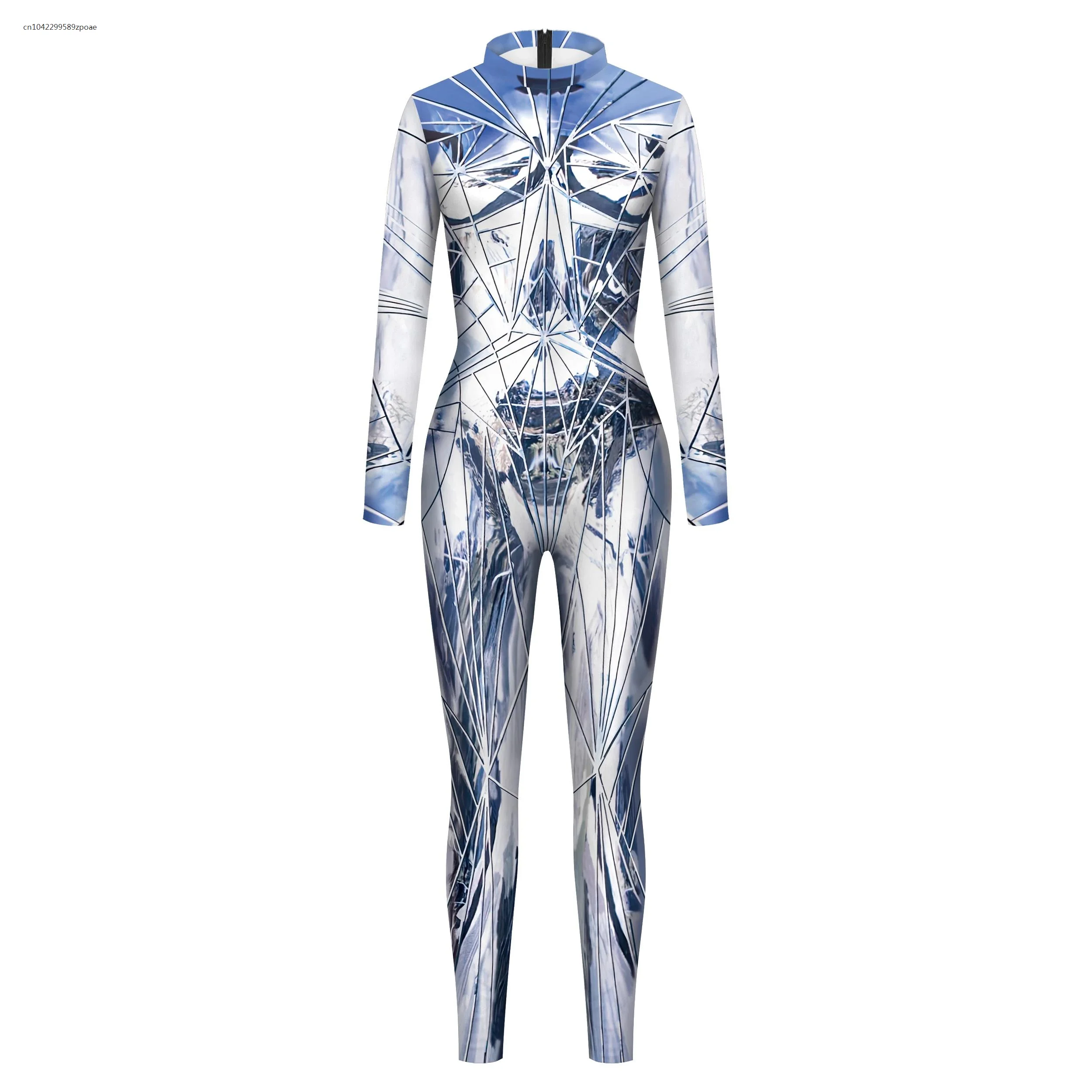 Bodysuit Cosplay para homens e mulheres, traje de carnaval, macacão fino, fragmento de vidro, impressão 3D, festa Zentai, roupa chique