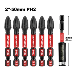 Geinxurn Impact Tough #2 Phillips 2 in. Insert Driver Bits,  PH2 Power Screwdriver Bits Set with Bit Holder and Mini Wrench