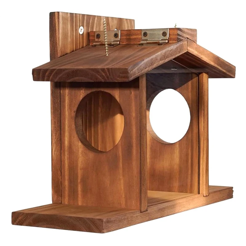 

Wooden Squirrel Feeder For Garden With Corn Cob Holders Winter Outside Feeding House For Backyard And Garden