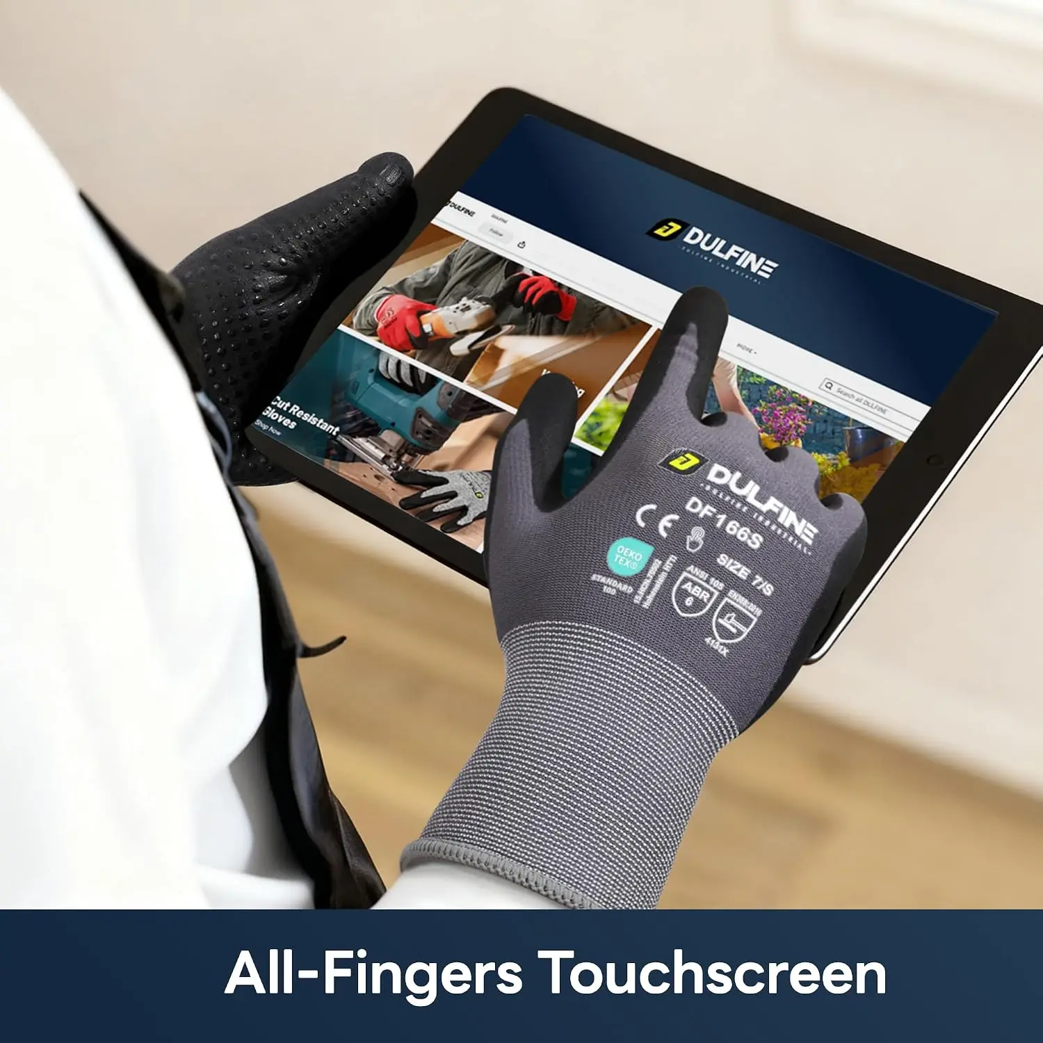 6 Pairs Touchscreen Work Gloves, MicroFoam Nitrile, General Purpose & Home Improvement view 5