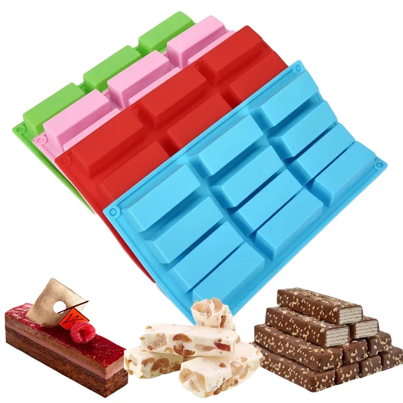 12 Holes Rectangle Silicone Mold Biscuit Cookie Bread Baking Pan DIY Handmade Soap Chocolate Mold Bakeware силиконовые формы