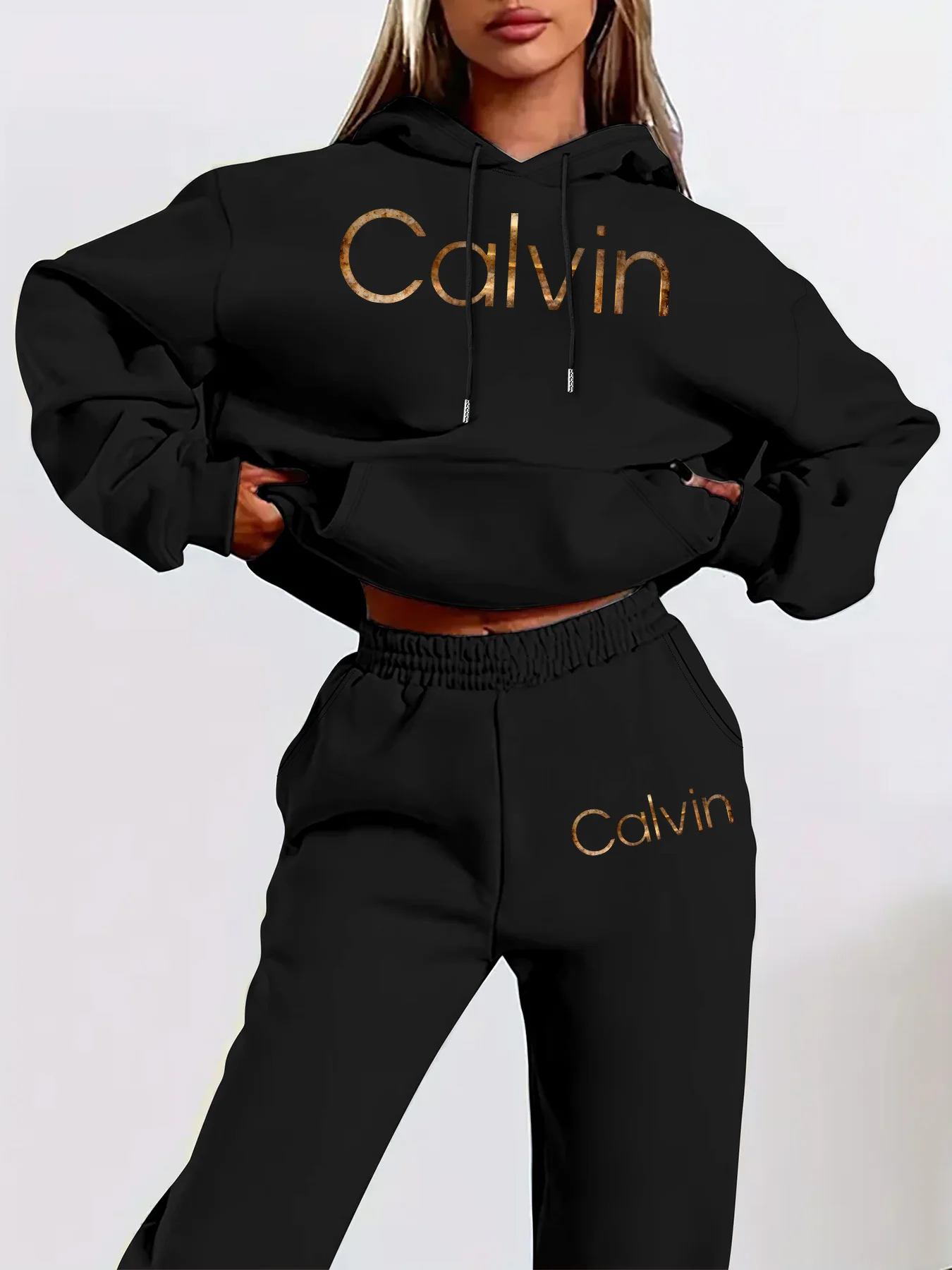 Women's fashion pullover and pants set, printed design set, women's fall/winter pullover outfit plus size woman clothes outfits - view 4