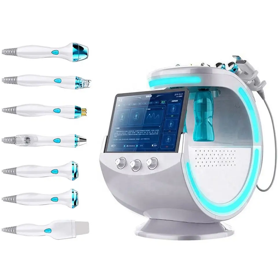 New 7 in 1 Smart Ice Blue Hydra Oxygen  Diamond Peeling Machine Skin Cleaning Skin Analyzer Hydrodermabrasion Facial Machine