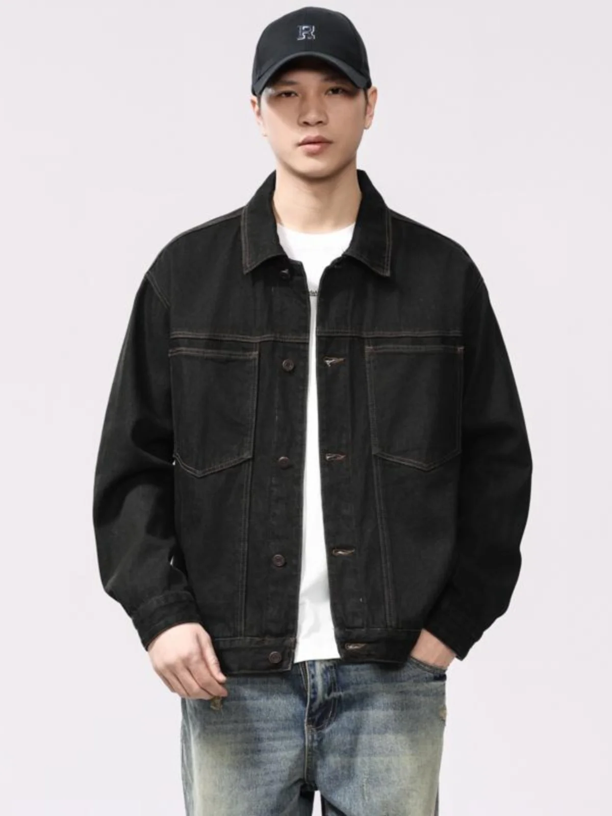 

Retro American Cotton Denim Jaet Men's Loose Casual Workwear Jaet Waed Blue Spring 2025 Faionable Youth Sle