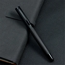 1 / 2 pcs Sleek Black Metal Gel Pen - Medium Point, Snap Cap, Ideal for Students & Business Gifts, Office Essentials-Black ink
