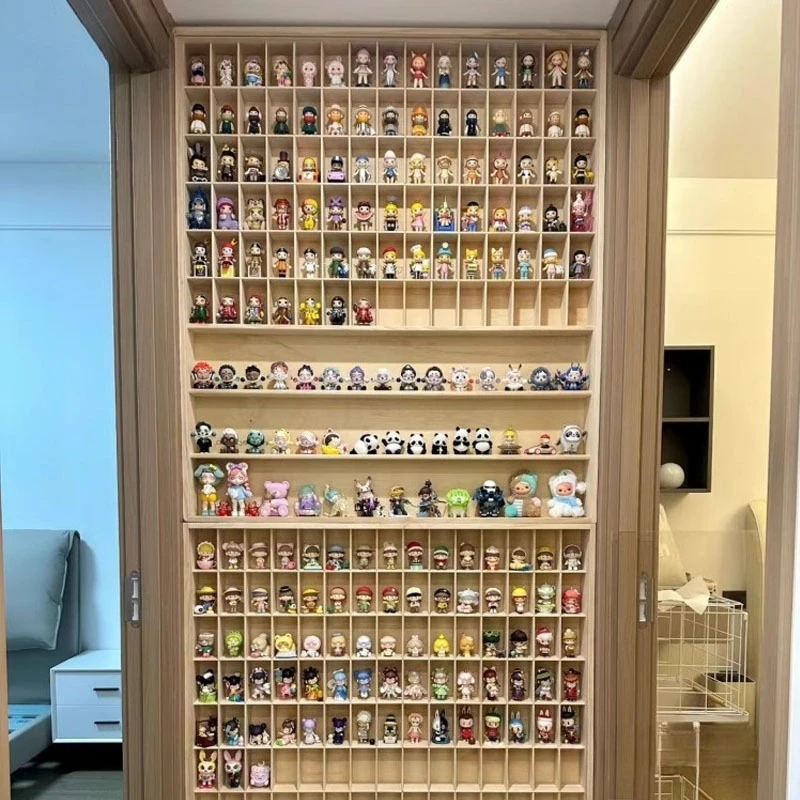 

Blind box storage box solid wood wall hanging POP MART display box jasmine doll display cabinet figure doll wooden box