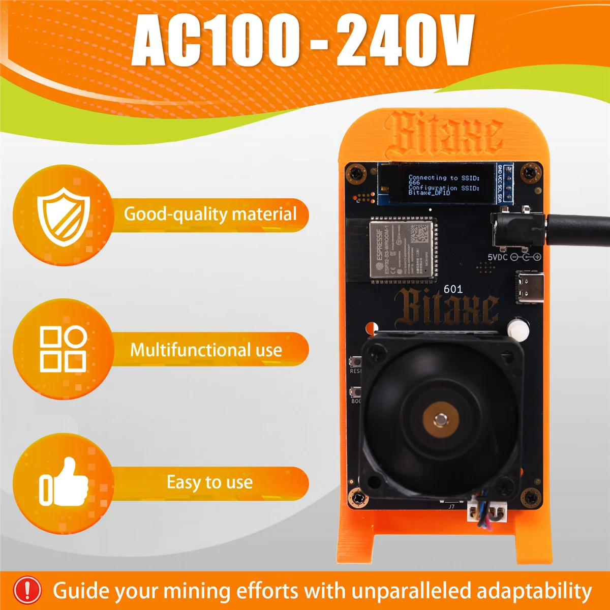 BABQ Bitaxe Gamma 601 Solo Miner 1.2TH/S BM1370 Asic Chip 18W From Antminer S21 Pro Bitcoin BTC Miner Wth Bracket EU Plug
