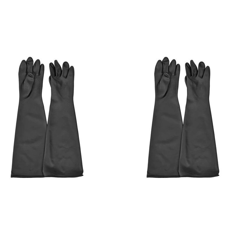 GTBL 2X Blast Rubber Gloves For Sandblasting Sandblaster Sand Blast Cabinet Sandblasting Gloves Sandblaster Parts 60Cm Black