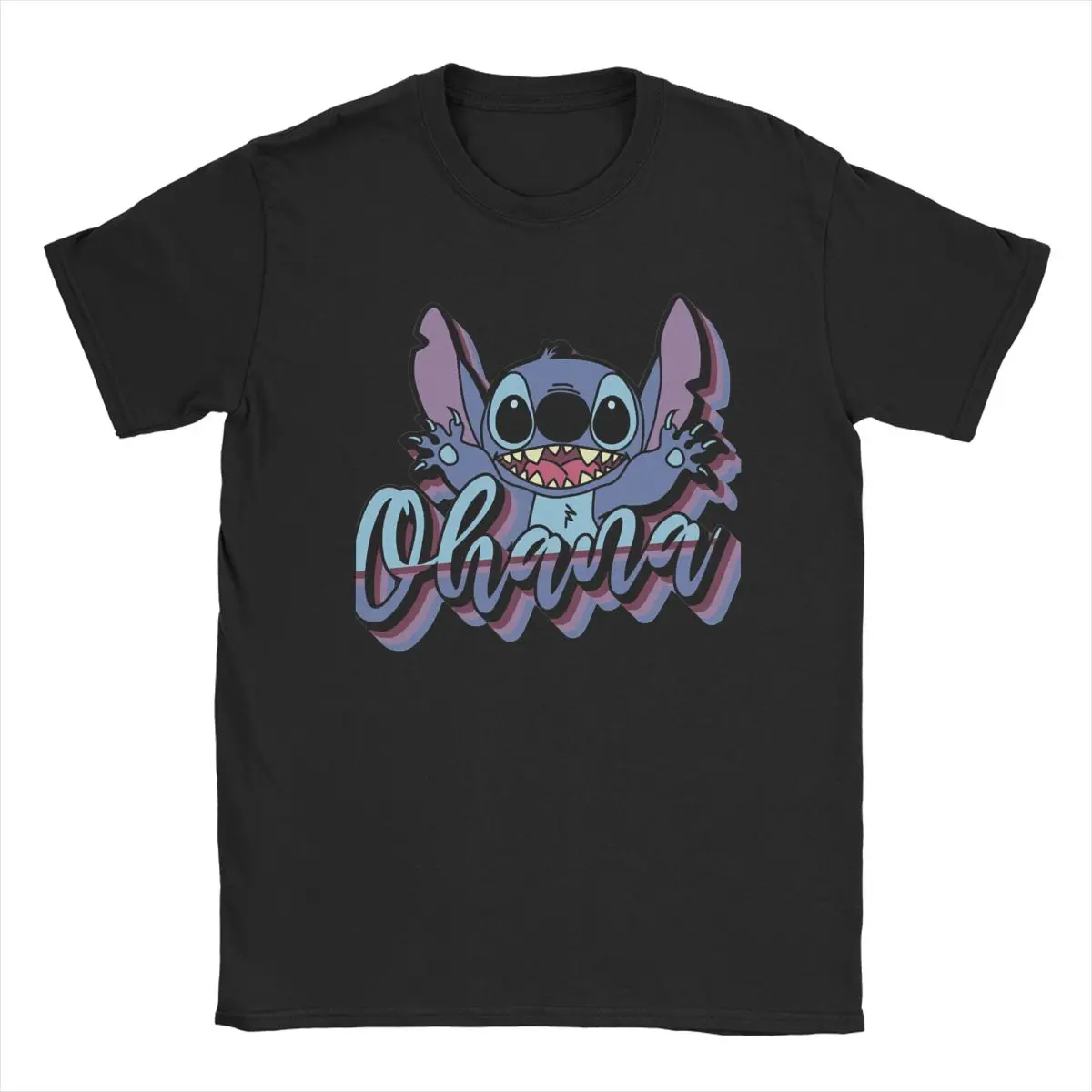 Ohana Vibes Stitch T Shirts for Men Women Cotton Vintage T-Shirt Round Neck Tee Shirt Short Sleeve Clothing Plus Size