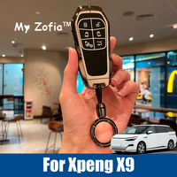 For Xiaopeng Xpeng X9 2024 2025 2026 Zinc Alloy Key Fob Leather Car Key Case Remote Cover Bag Shell Keychain Holder Accessories