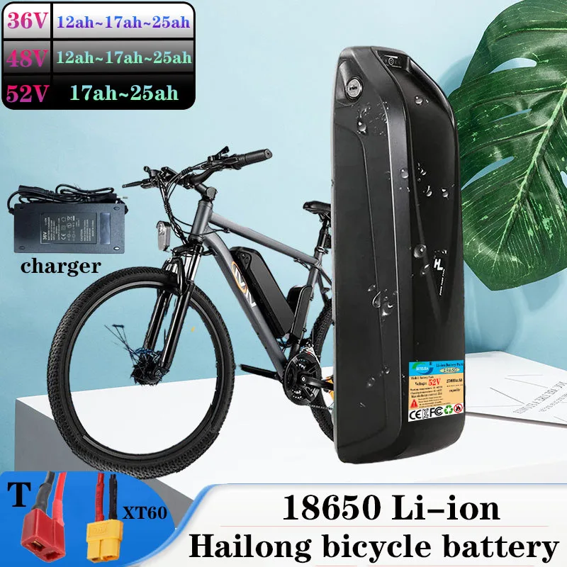 

Hailong bicycle 36V 48V 52V 12ah 17ah 25ah Hailong battery polyester DP-9 motor 250W~1000W BMS built-in powerbattery100%original