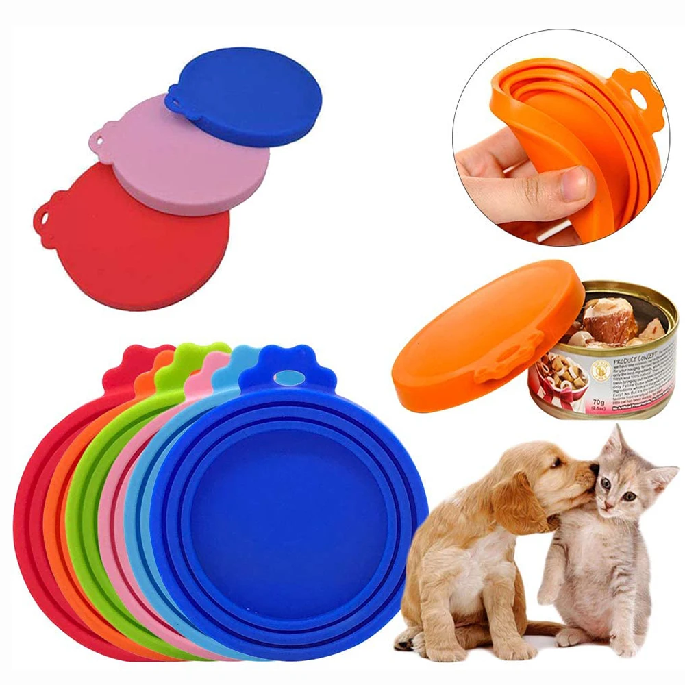 3In1 Silicone Reusable Soft Pet Seal Feed Cans Lid Keep Food Fresh Cover Flexible Storage Household Cup Glass Bottle With Spoon