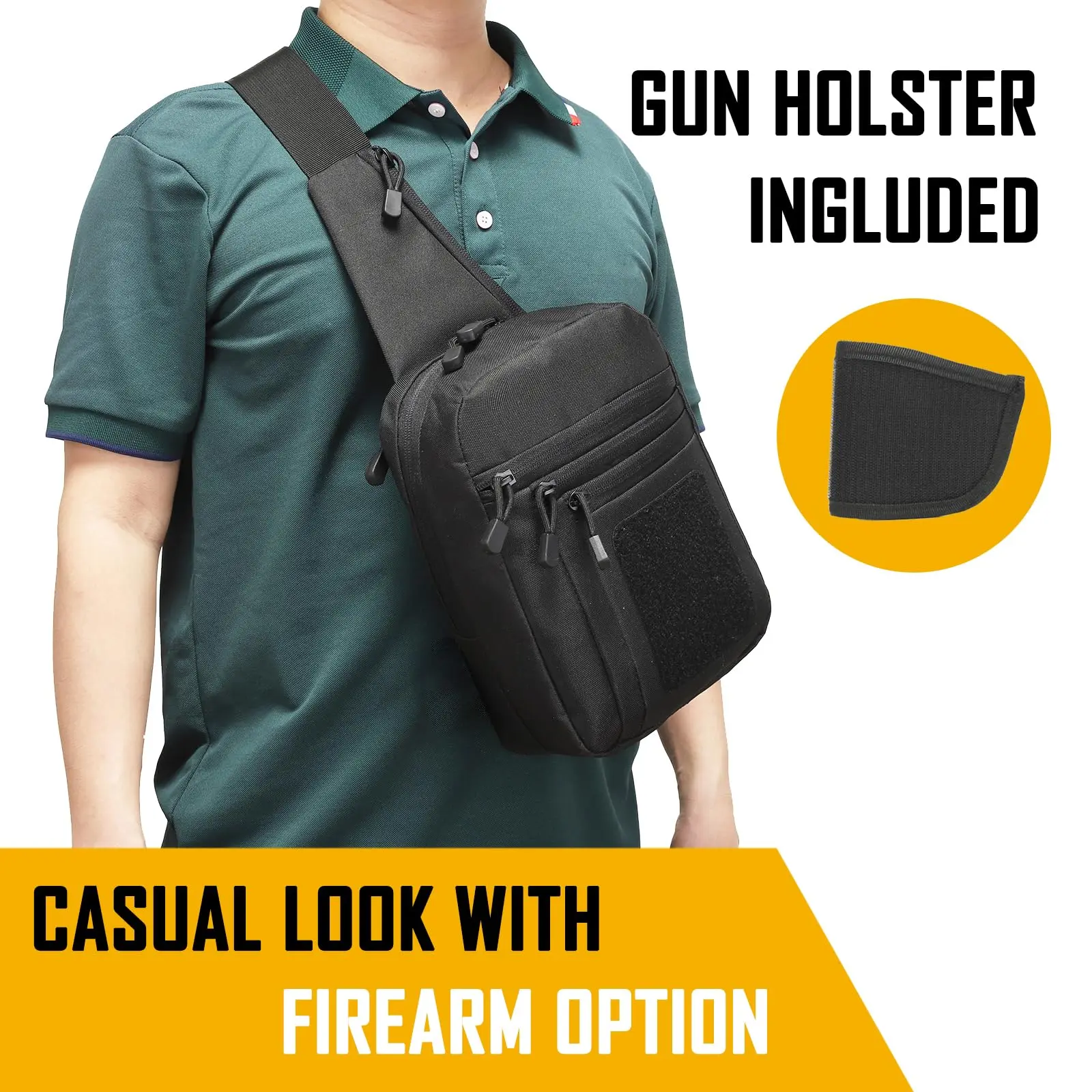 Concealed Carry Crossbody Bag for Men, Ccw Sling Bag EDC Carry Bag Shoulde  Nylon High Qualityr Chest Pack Gun Bags for Handguns
