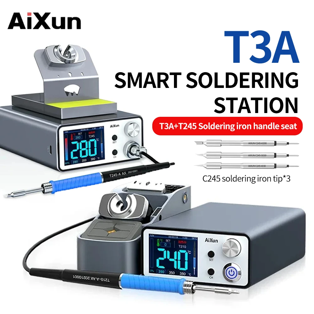 Aixun 200W T3A Smart Soldeerstation Ondersteunt T12/T245 Handvat voor Moederbord PCB BGA Lassen Reparatie Soldeerstation gereedschap