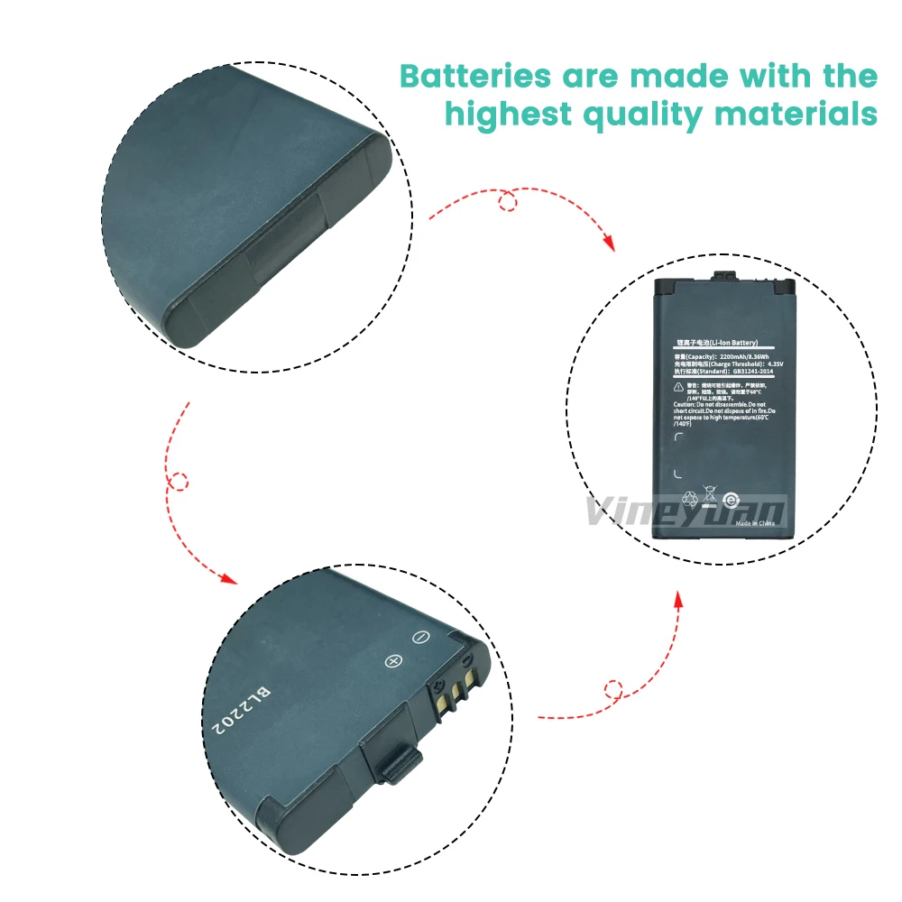 HYT BL2202 4.35V 2200mAh Rechargeable Li-ion Battery for Hytera BD300 BD350 Digital-Analog Walkie Talkie Replacement Battery