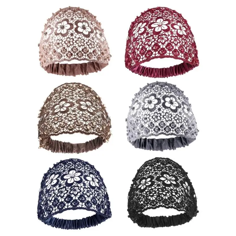 

P9FE Delicate Lace Headwrap Adjustable Wide Hairband Perfect For Parties And Event