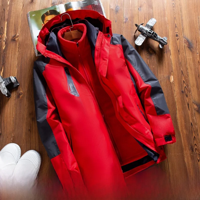 

Куртка-трансформер 3-в-1 с отстегивающимся утеплителем, осенне-зимняя верхняя одежда на молнии, с воротником-стойкой, большие размеры, полиэстер