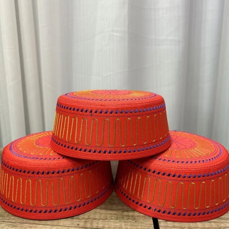 Gorras musulmanas para hombres, ropa, productos impuestos, Turquía, envío gratis, malla de oración, sombrero rojo Kippa islámico Kufi Topi Embriodery 03424