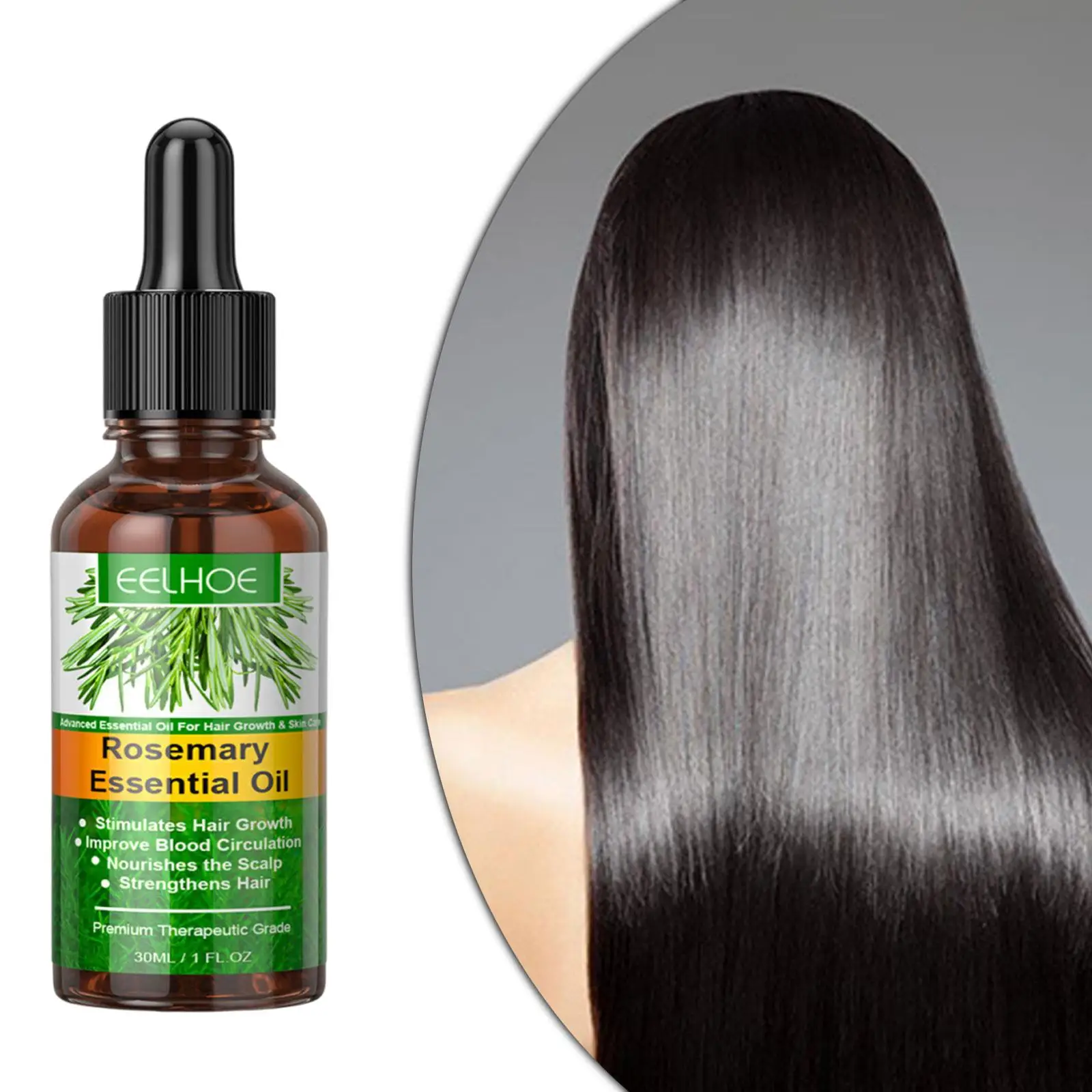 

Rosemary Hair Oil 30ml, Versatile for Dry/damaged Hair 10.6x2.8cm Lightweight Control Frizz Repair Split Ends