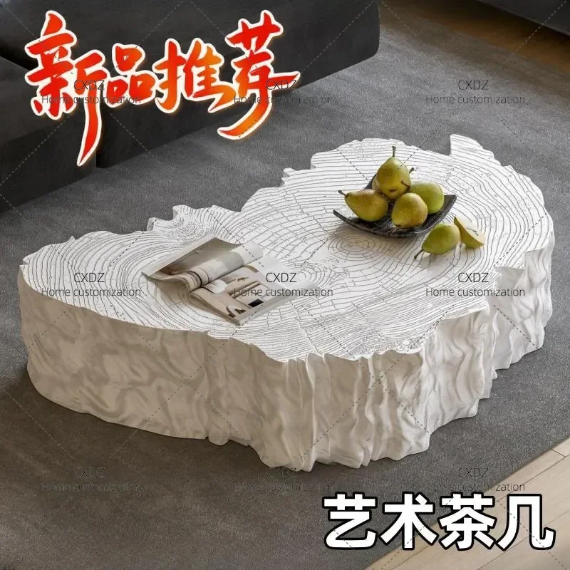 Painted Coffee Table Modern Simple Living Room Tea Table Annual Ring Design Special Shaped Side Sofa End