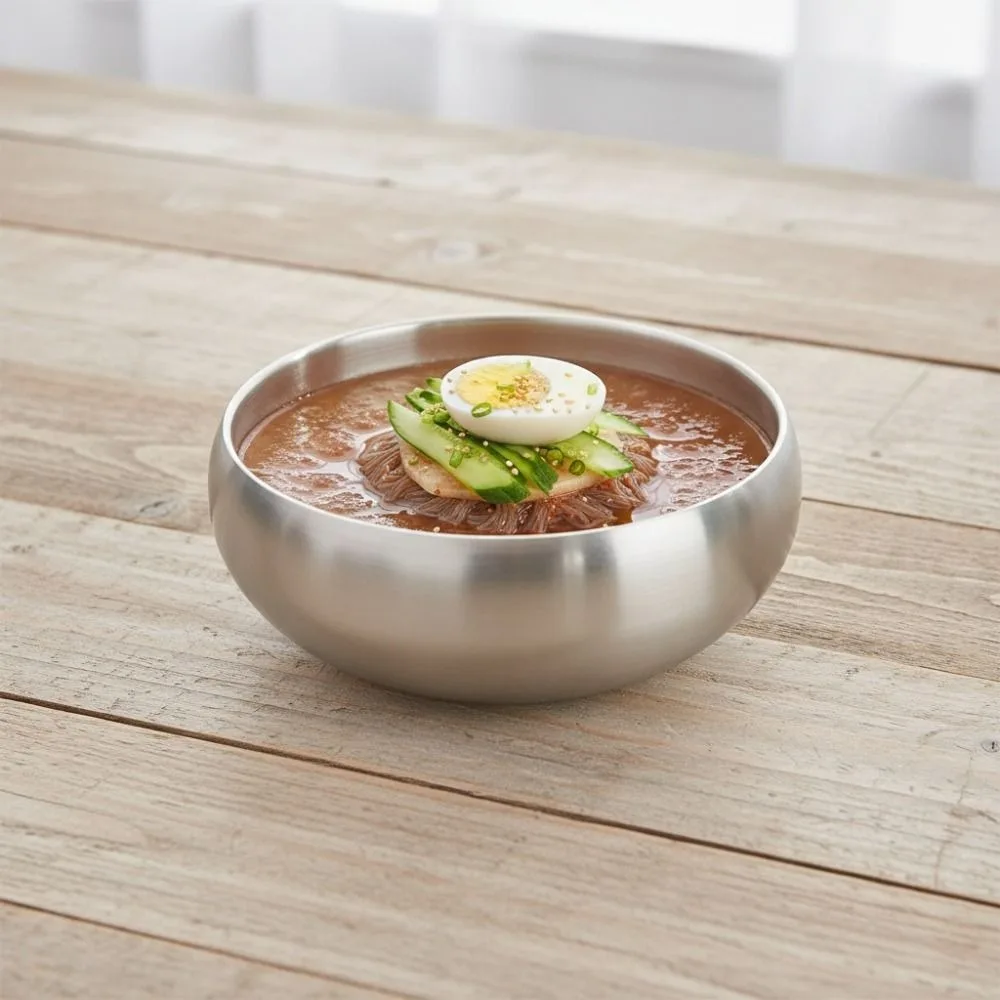 Double-Layer Korean Stainless Steel Rice Bowl Heat Insulated Anti Scalding Soup Bowls Thickened Drop-resistant Kimchi Bowl