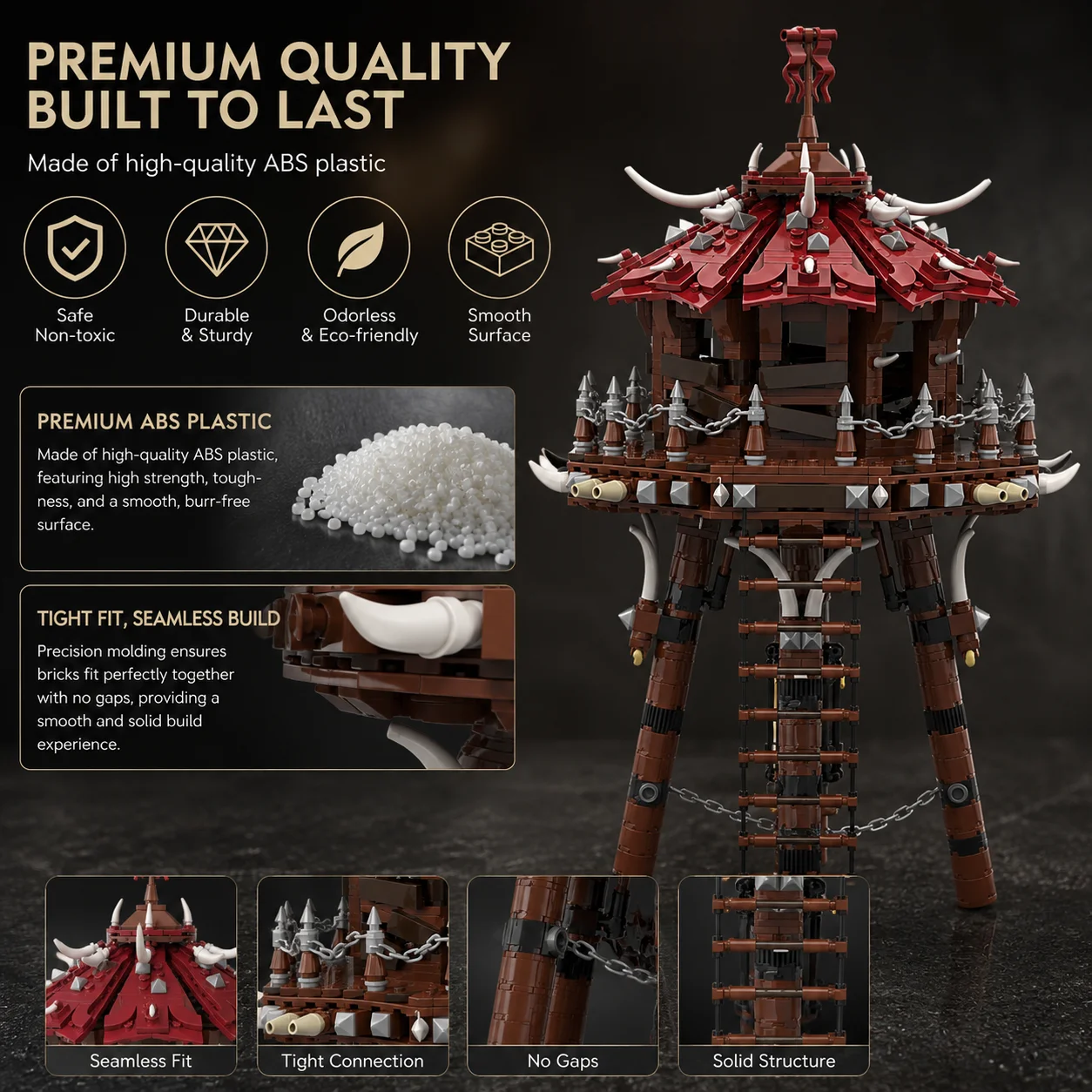 MOC Orc Archer Tower Building Blocks Fantasy Watchtower Fortress DIY Assembly Model Brick Tribal Outpost Medieval Scene Set Gift