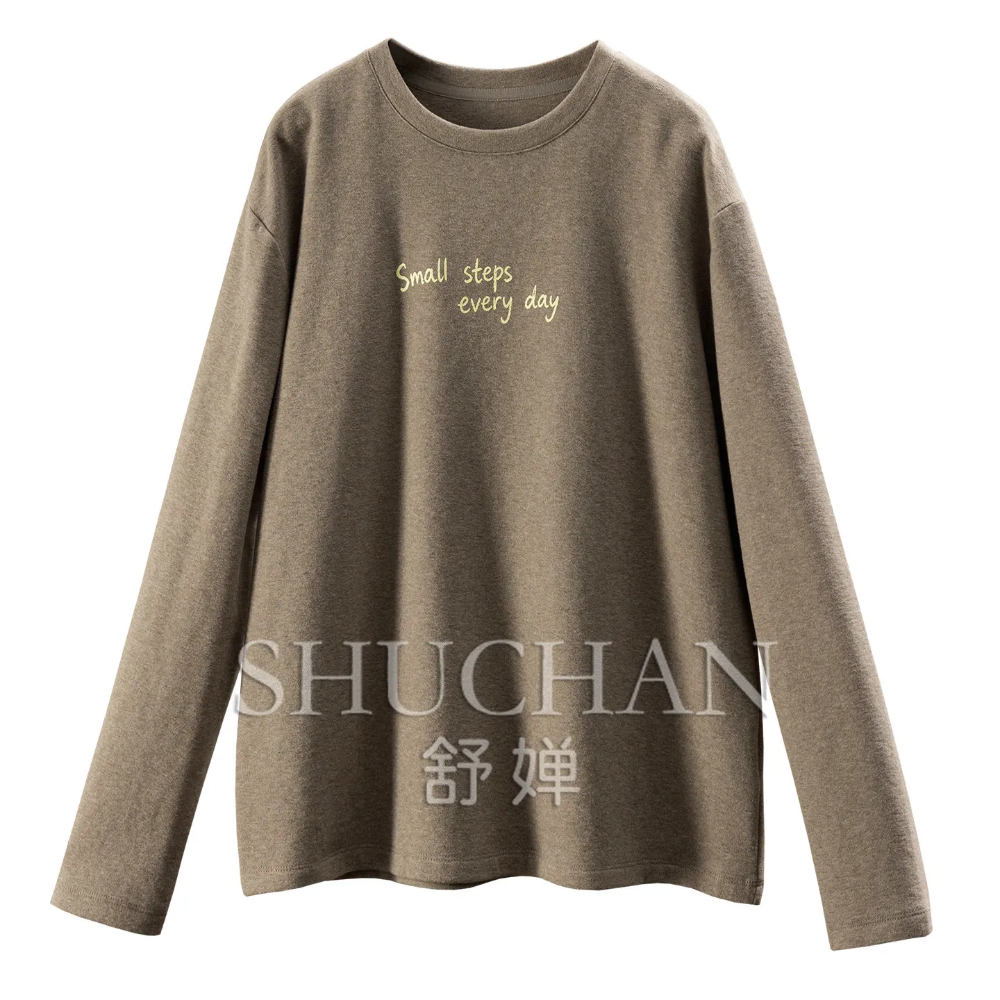 Warm Healing Department, Foreign Trade Cloud Feeling Double-sided Velvet Round Neck Thin Sweater T-shirt Women's 22X9