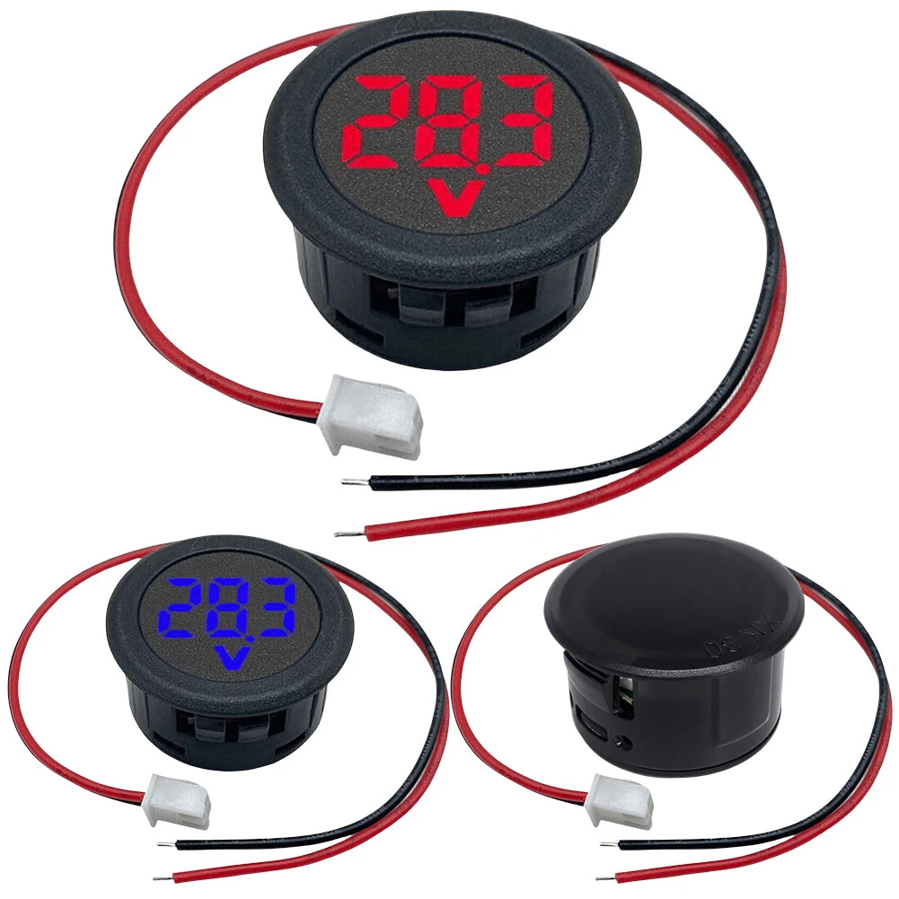 DC 4-100V Round Voltmeter Head Reverse Connection Protection LED Digital Display Voltage Meters Volt Gauge Meter Volt Test Tool