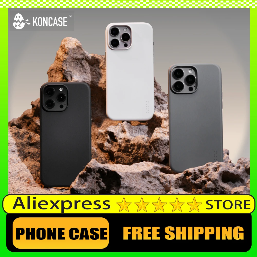 

KONCASE Magnetic Phone Case Lightweight and Simple Style PC Material Quartz Coating Without Fingerprints Rock and Sand Touch