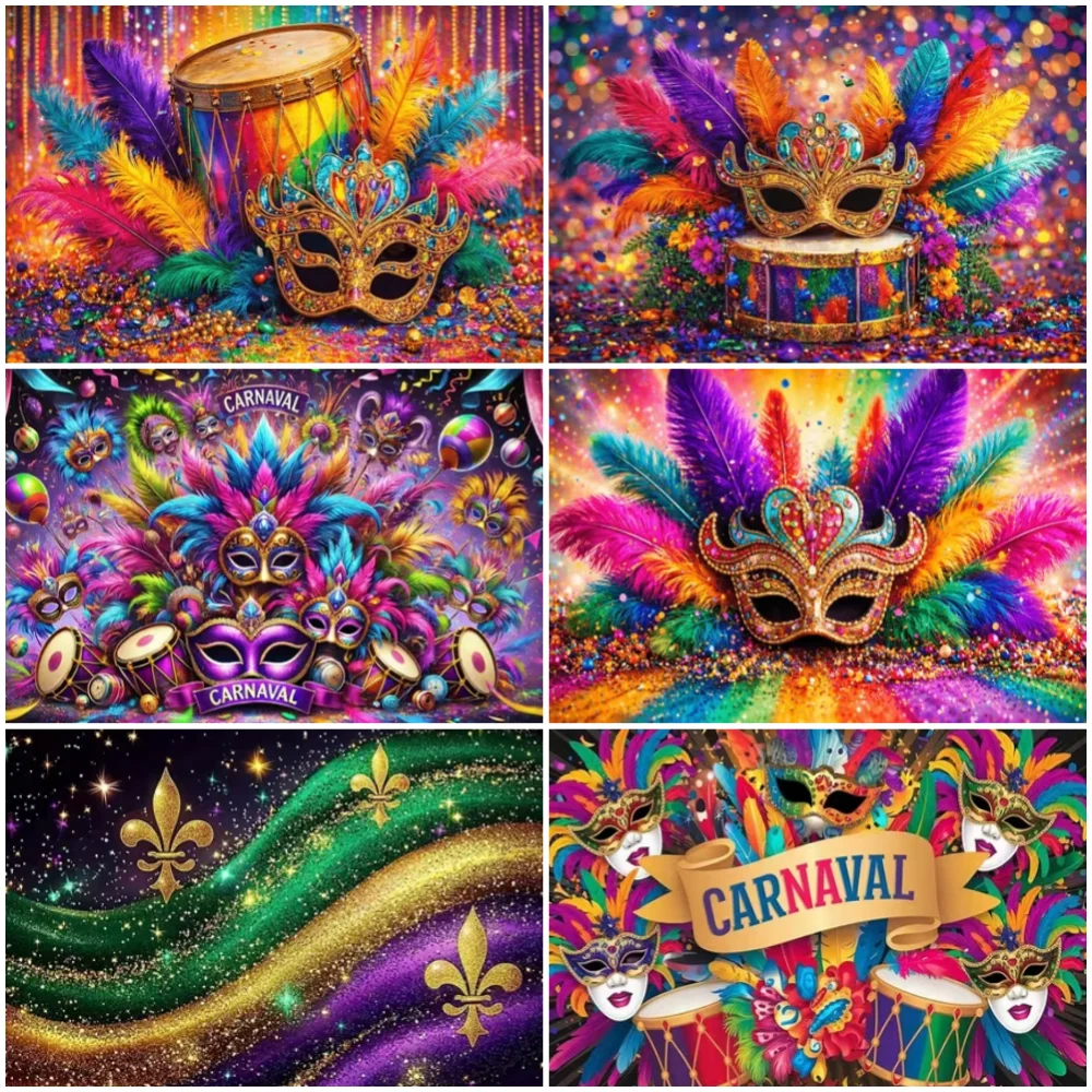 Colorful Mask Carnival Theme Background Venice Carnival Makeup Ball Party Decoration Backdrop Celebration Tapestry Banner Props