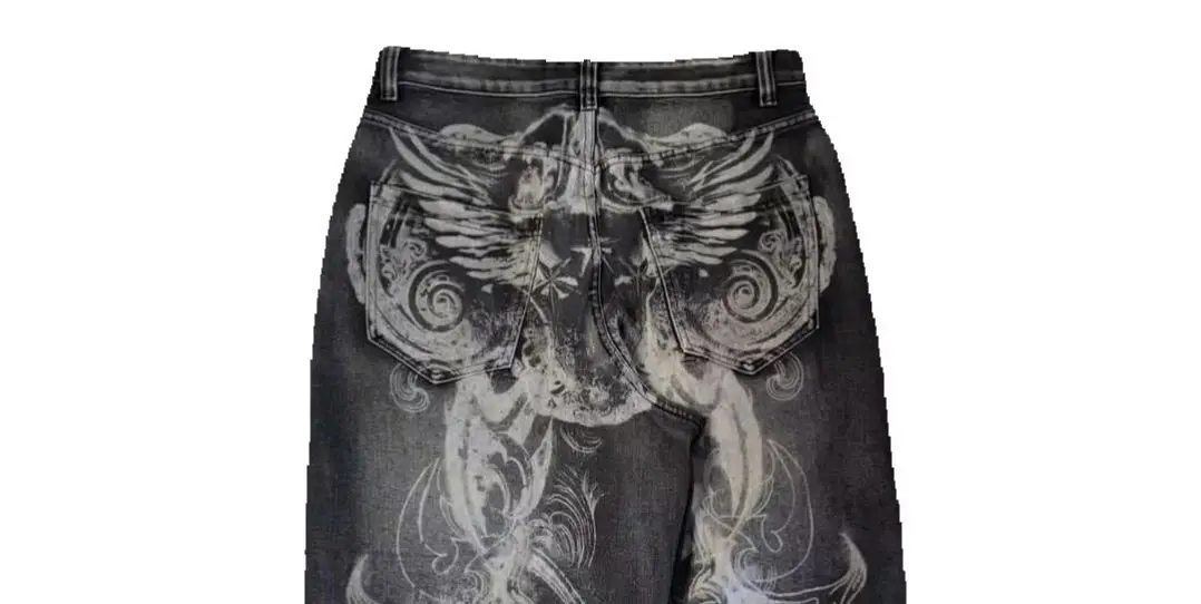 

Y2K Ретро стираные рваные джинсы мужские женские Harajuku модные джинсы с отверстиями и принтом повседневные универсальные прямые свободные брюки