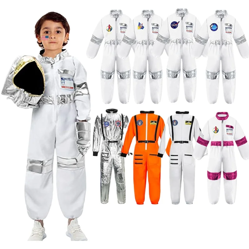 

Holiday Boys Girls White Space Astronaut Costume Suit Book Week Halloween Carnival Out Space Themed Party Kids Jumpsuit Cosplay