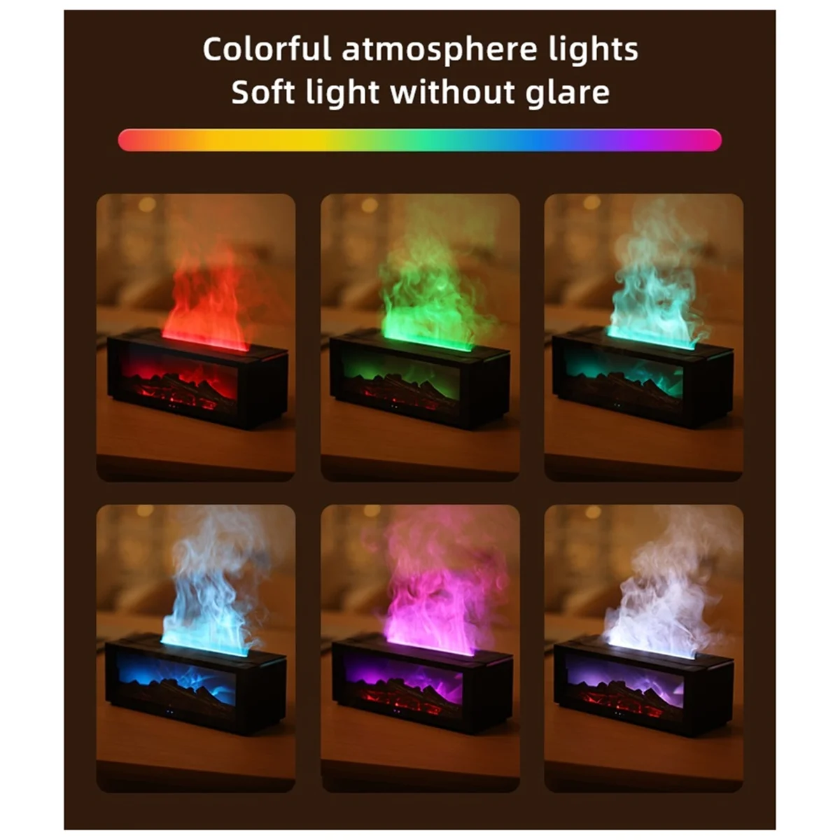 Fireplace Flame Humidifier Bedroom Lasting Fragrance Machine Simulated Flame Aromatherapy Machine Black